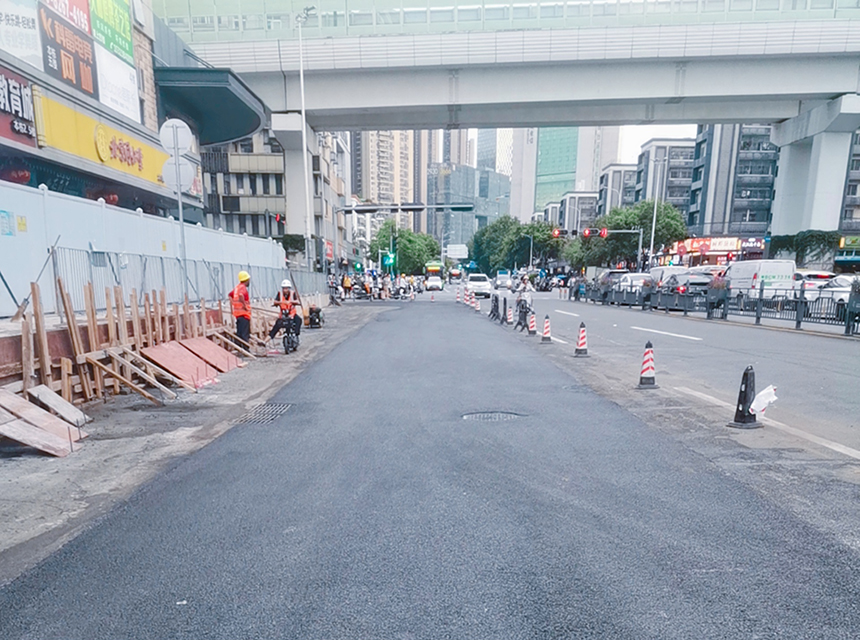 深圳市城市道路恢复沥青摊铺施工